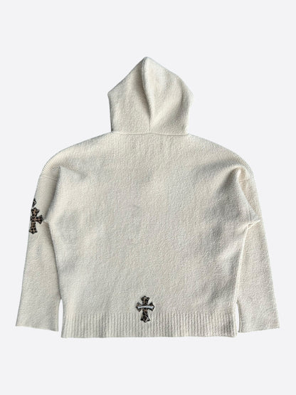 Chrome Hearts Beige & Cheetah Cross Patch Knitted Hoodie
