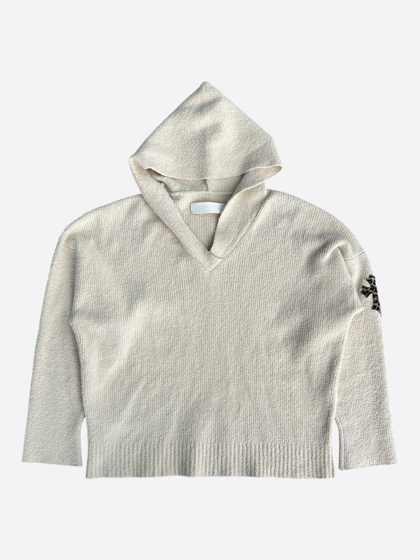 Chrome Hearts Beige & Cheetah Cross Patch Knitted Hoodie