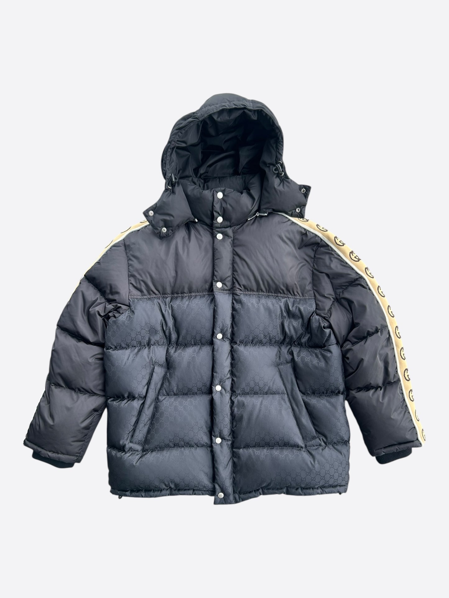 Gucci Black Monogram Jacquard Puffer Jacket