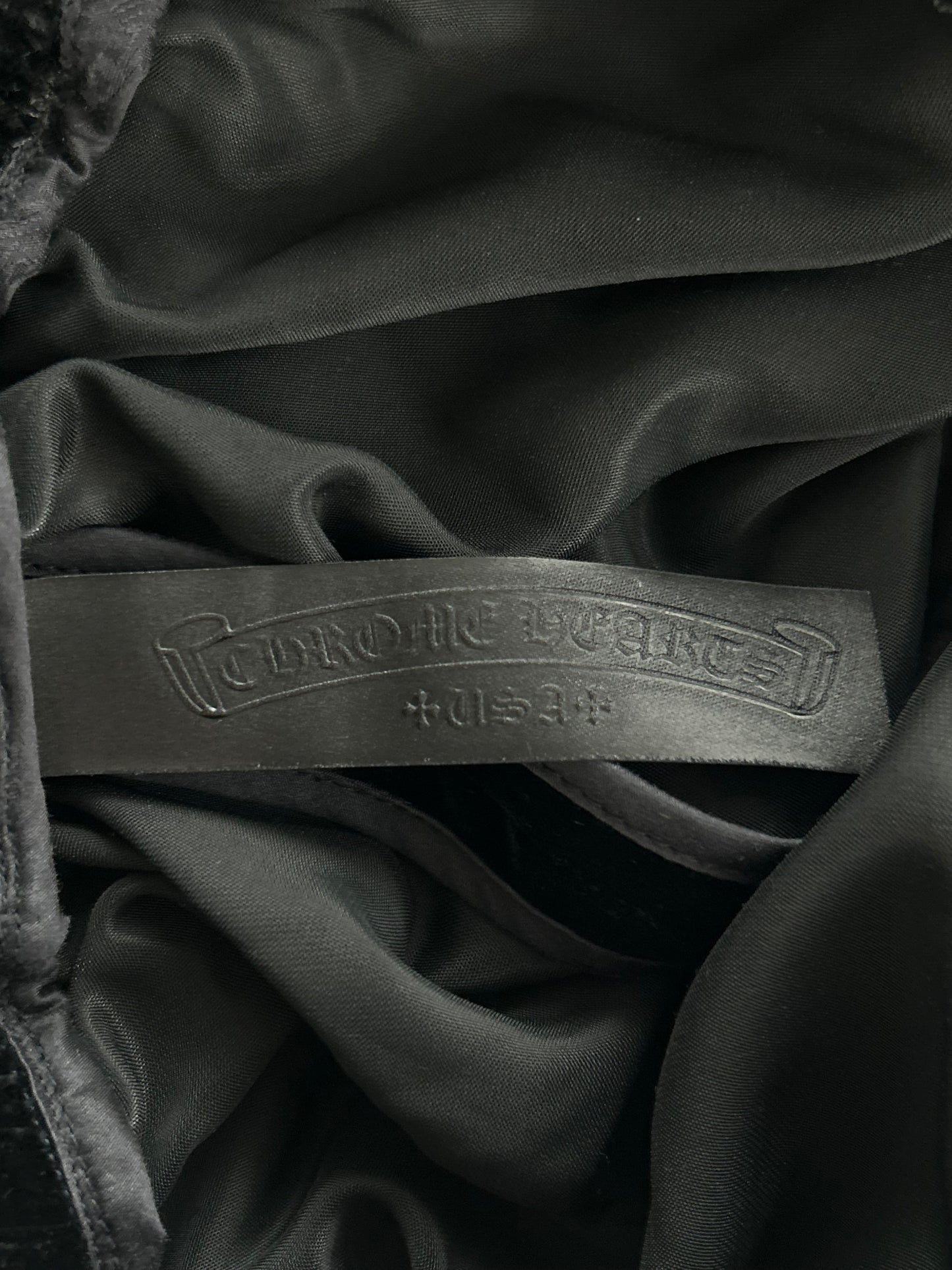 Chrome Hearts Black & White Embroidered Logo Velour Track Pants