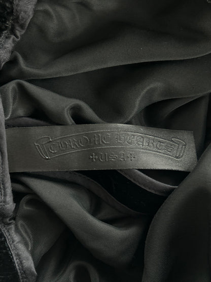 Chrome Hearts Black & White Embroidered Logo Velour Track Pants