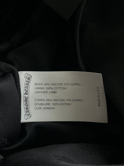 Chrome Hearts Black & White Embroidered Logo Velour Track Pants