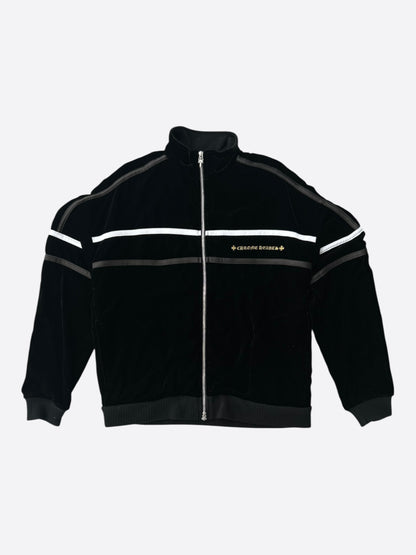 Chrome Hearts Black & White Embroidered Logo Velour Track Jacket