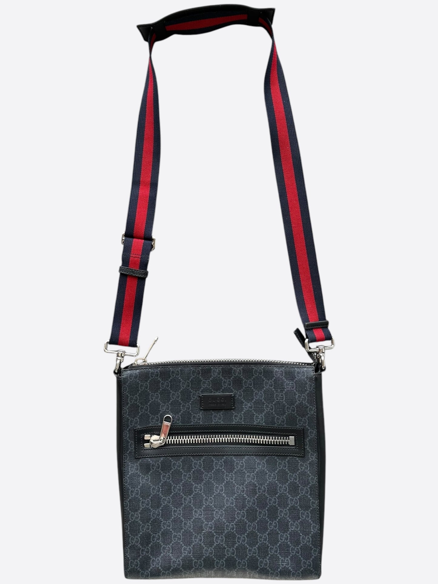 Gucci Black GG Monogram Messenger Bag