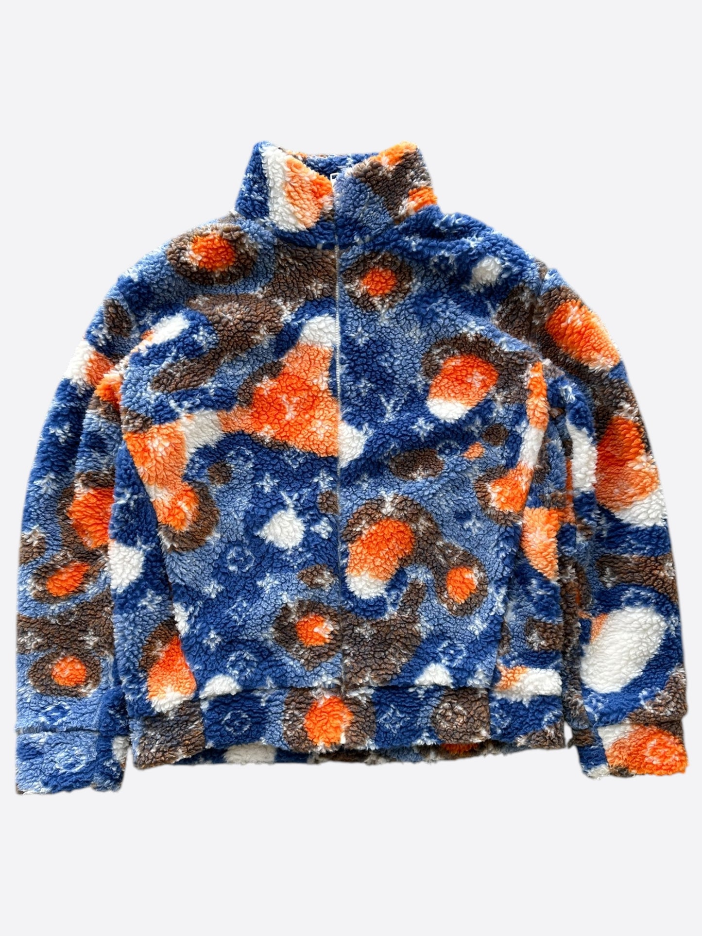 Louis Vuitton Blue & Orange Camo Monogram Fleece Zip Up Jacket