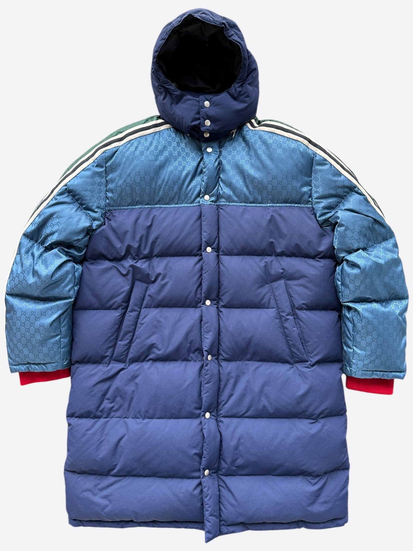 Gucci Blue GG Monogram Long Puffer Jacket