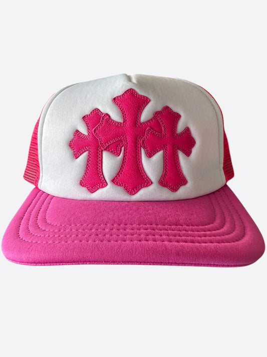 Chrome Hearts Pink Cemetery Cross Patch Trucker Hat