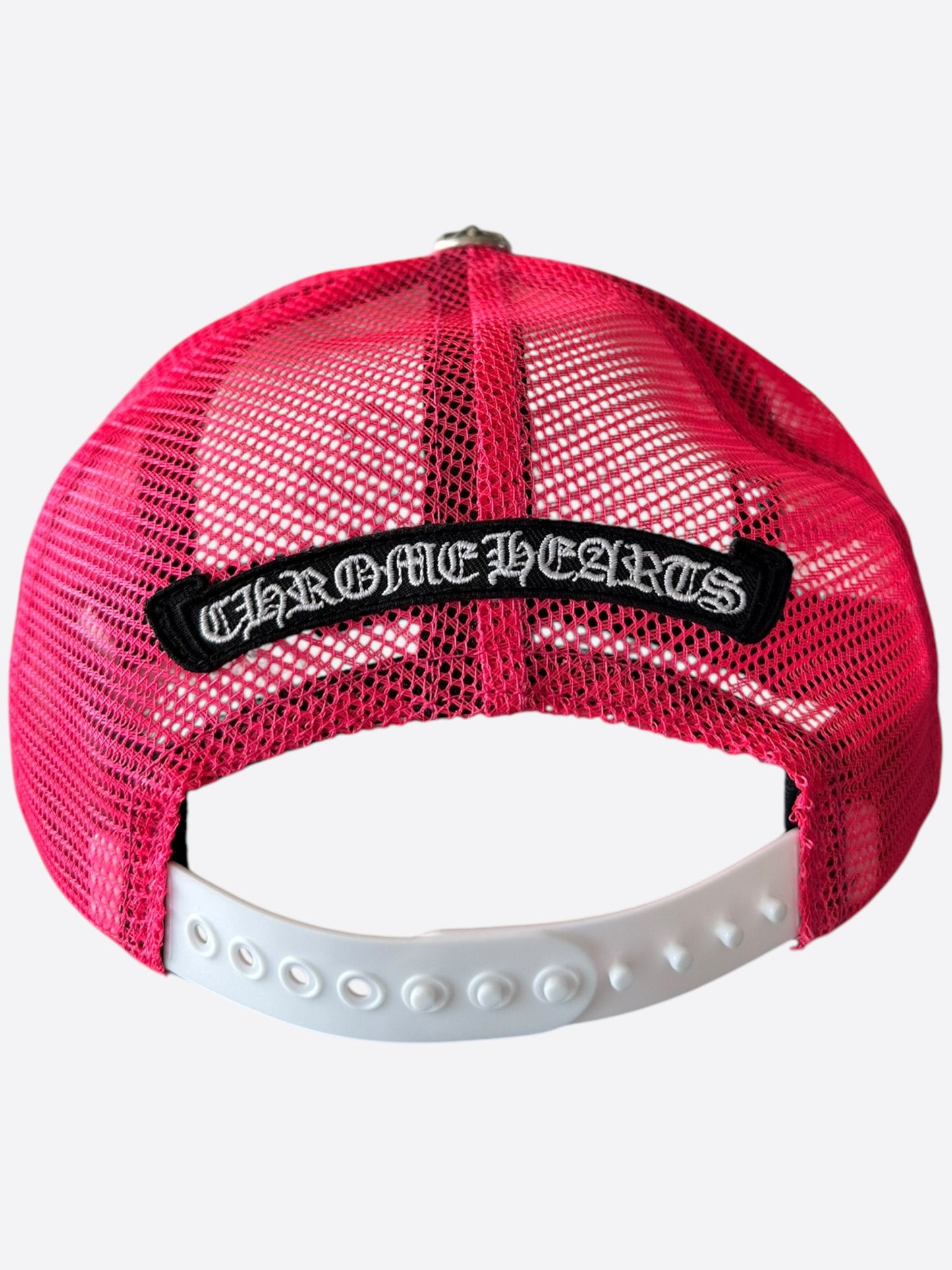 Chrome Hearts Pink Cemetery Cross Patch Trucker Hat