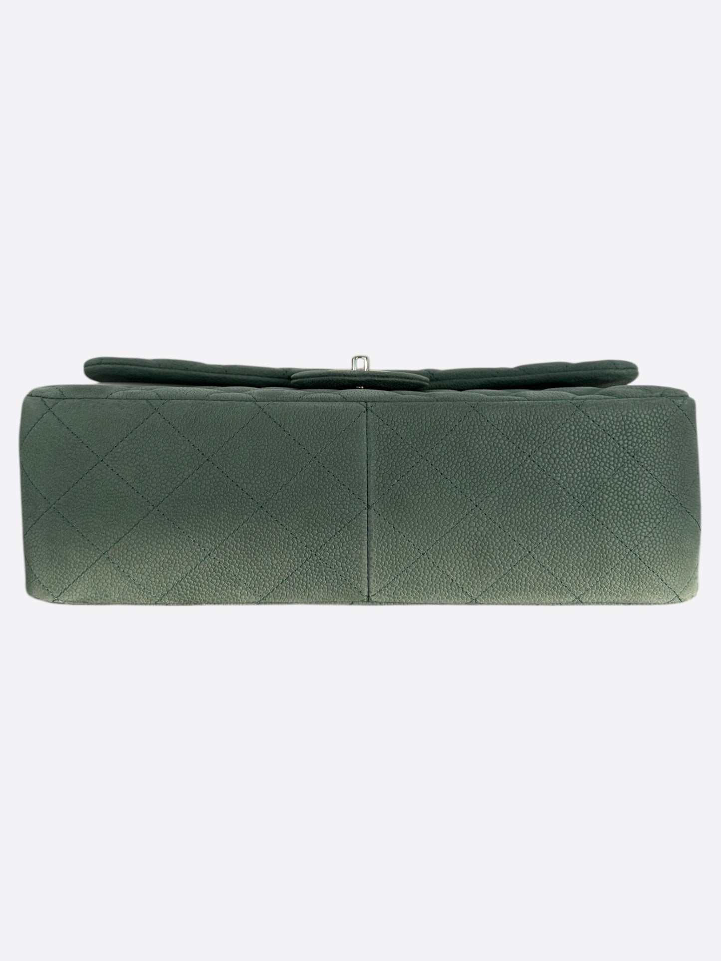 Chanel Green Suede Caviar Quilted Medium Flap Bag