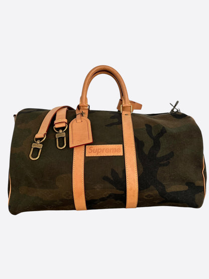 Louis Vuitton Supreme Camouflage Monogram Keepall 45