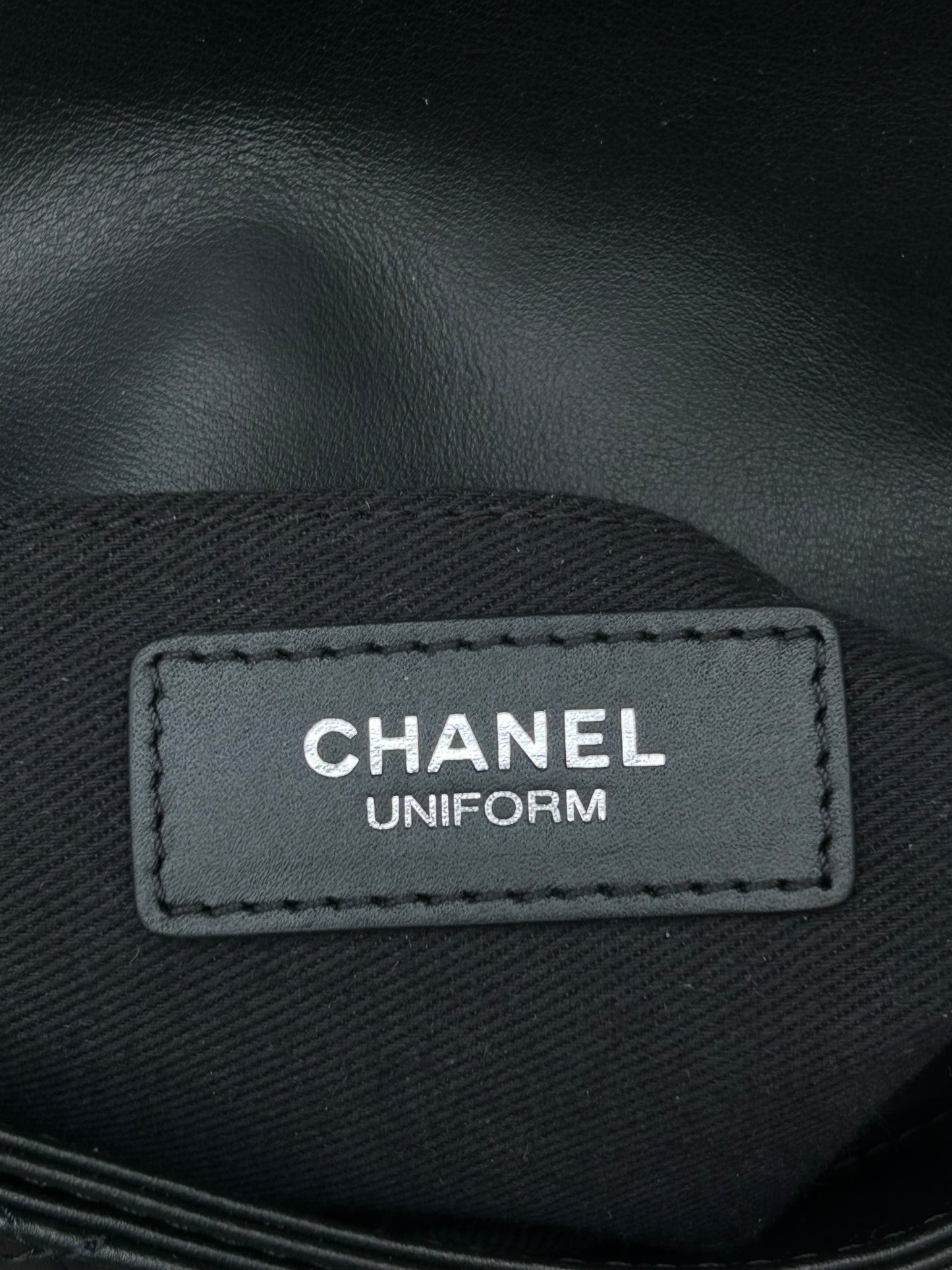 Chanel Black Lambskin Quilted Medium Uniform Flap Bag
