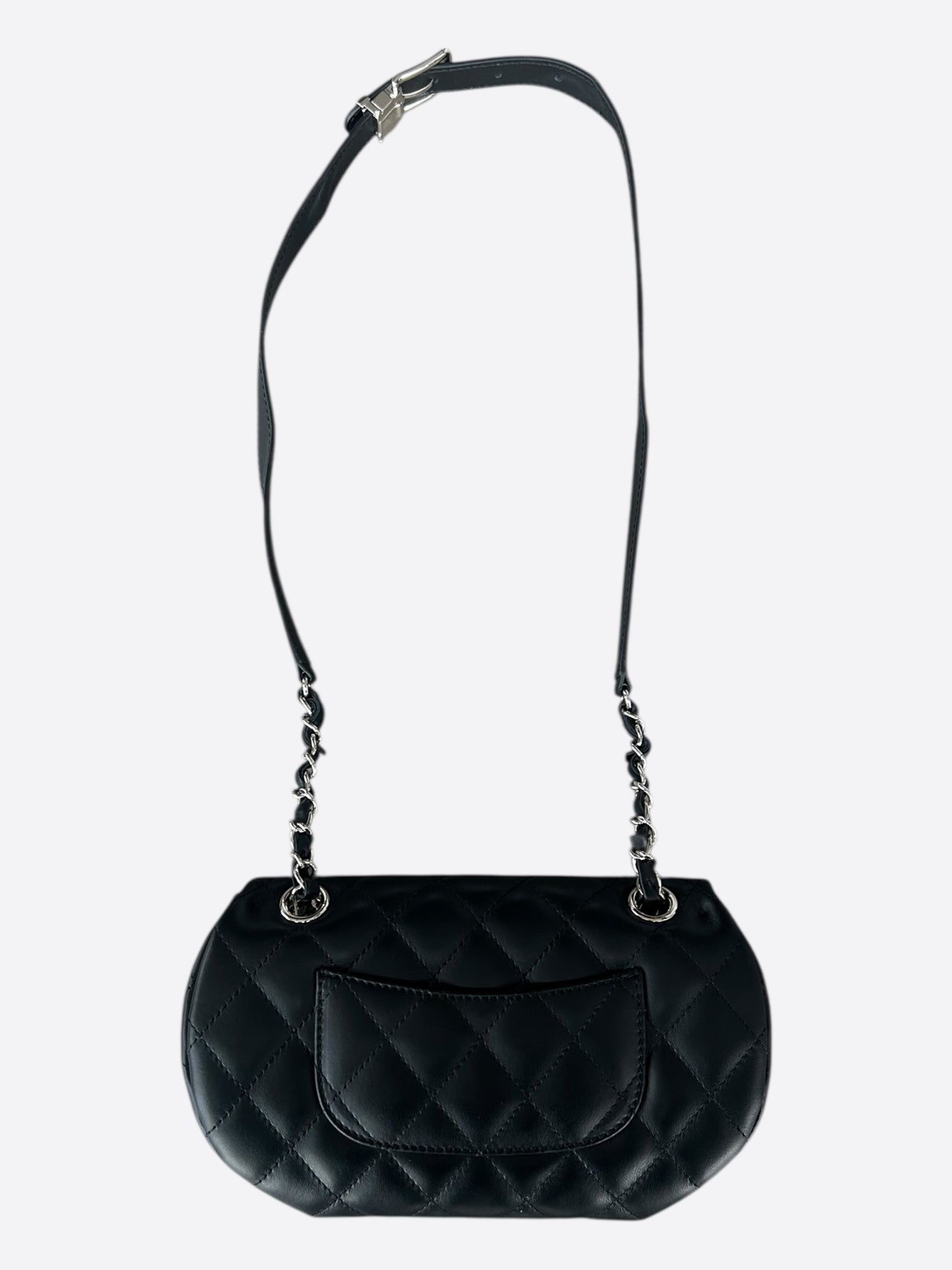 Chanel Black Lambskin Quilted Medium Uniform Flap Bag