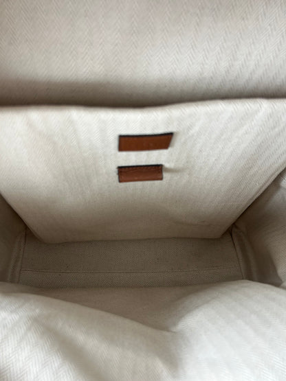 Gucci Beige & Brown GG Monogram Emblem Backpack