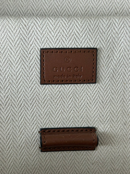 Gucci Beige & Brown GG Monogram Emblem Backpack