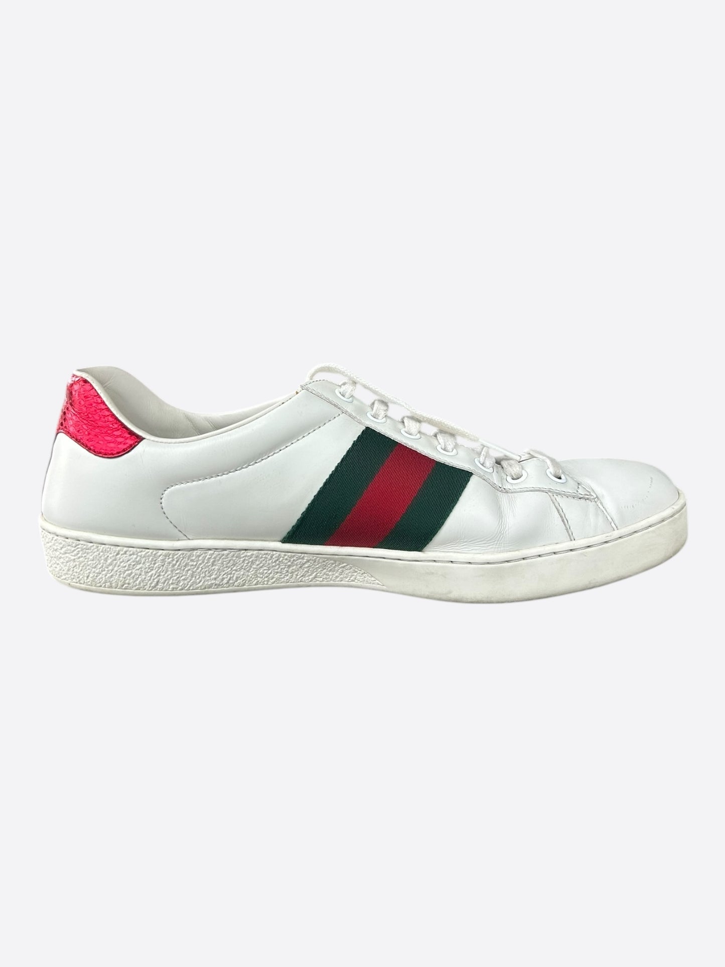 Gucci White Green & Red Snake Striped Ace Sneaker