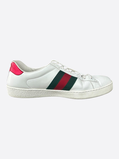 Gucci White Green & Red Snake Striped Ace Sneaker