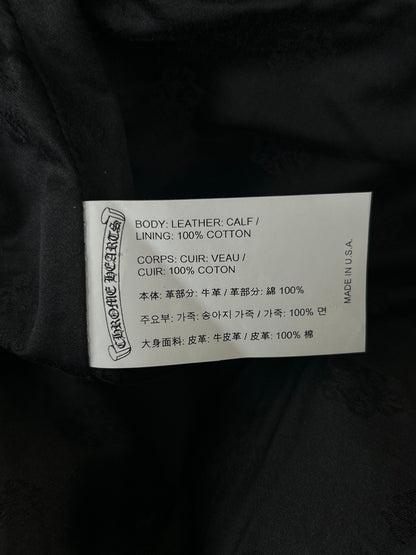 Chrome Hearts Black Leather Fleur Knee Pants