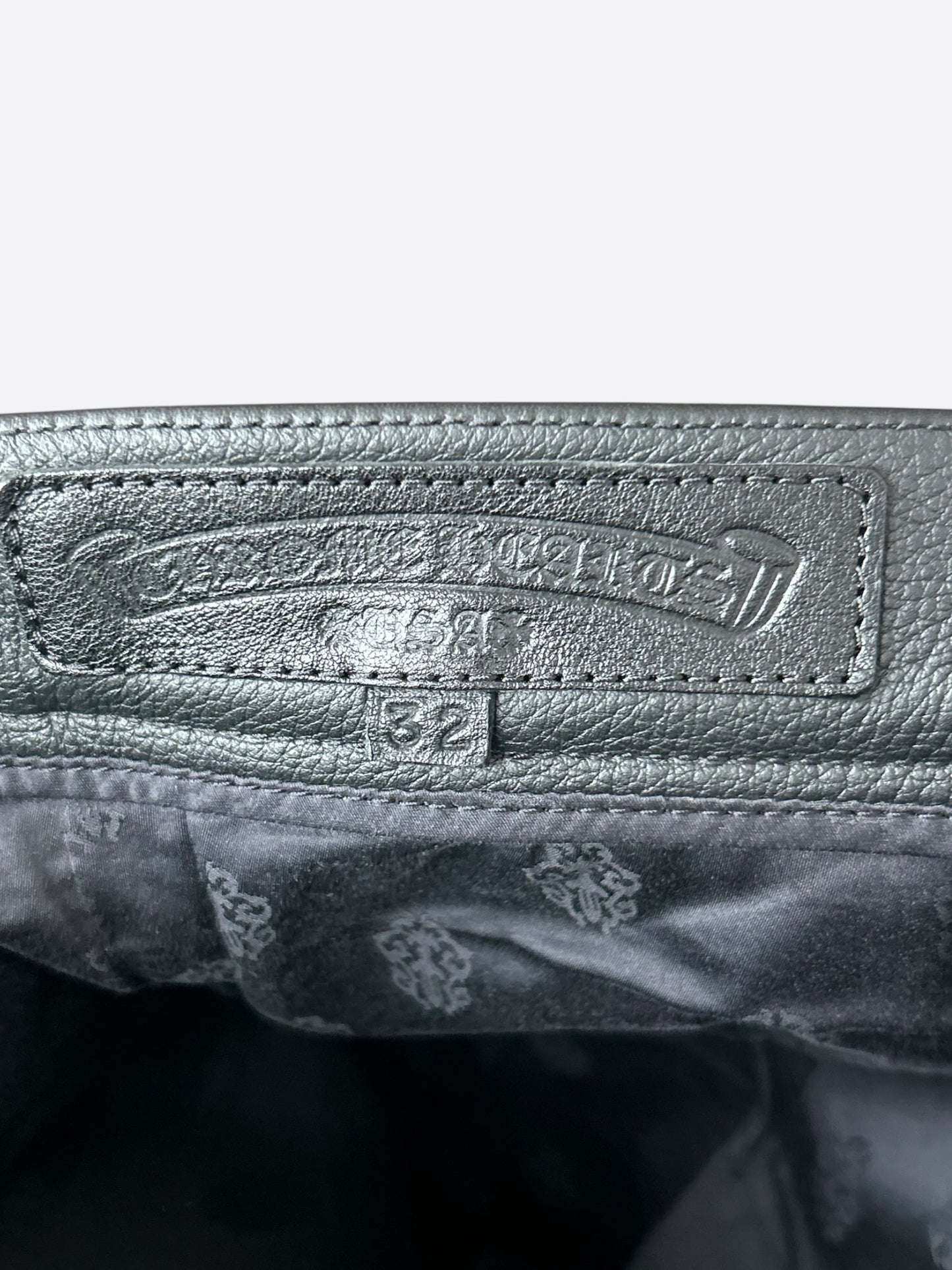 Chrome Hearts Black Leather Fleur Knee Pants