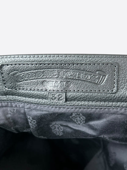 Chrome Hearts Black Leather Fleur Knee Pants