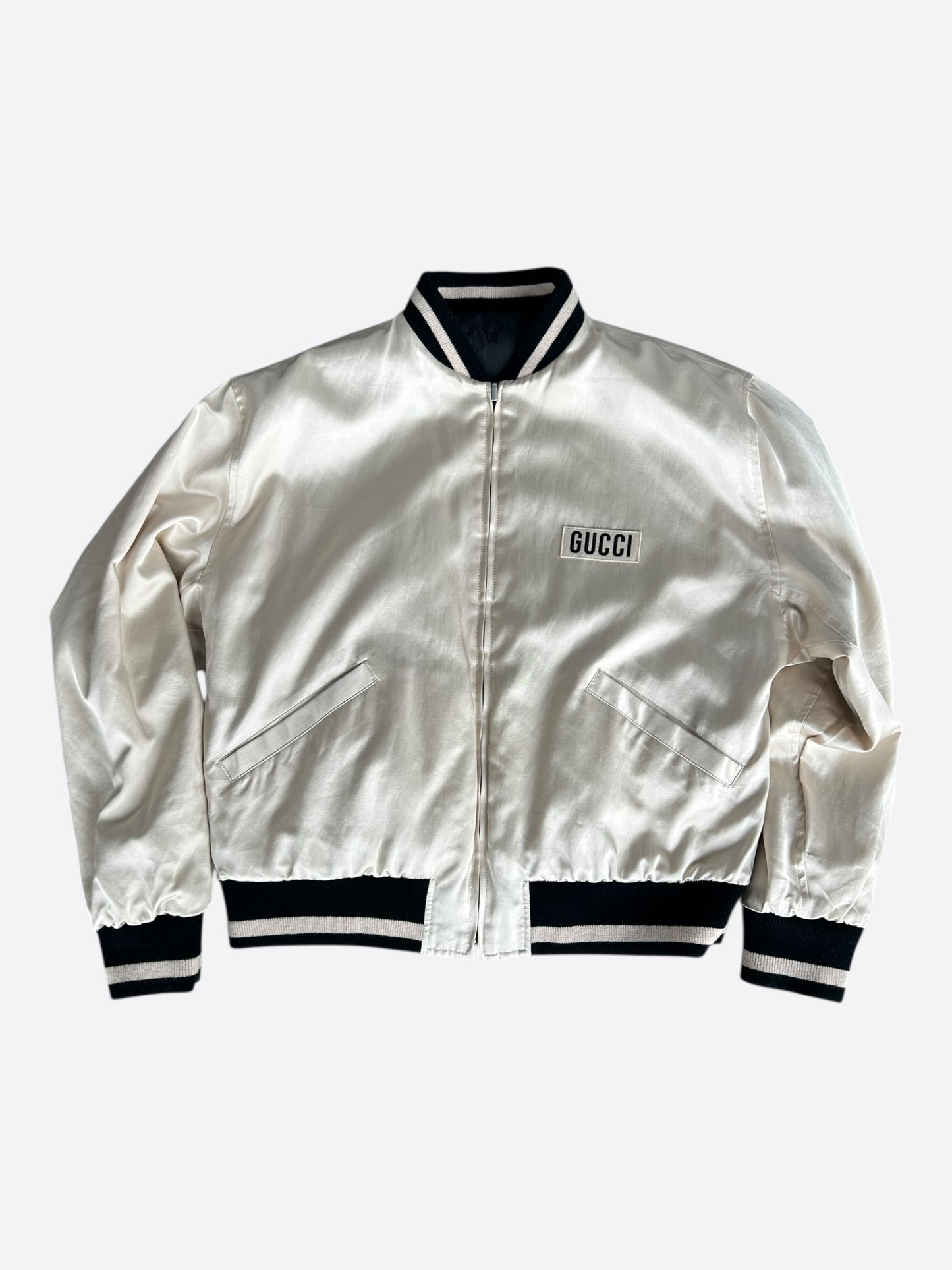 Gucci Black & Beige GG Monogram Reversible Jacket