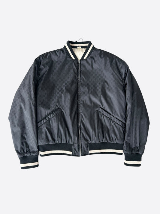 Gucci Black & Beige GG Monogram Reversible Jacket