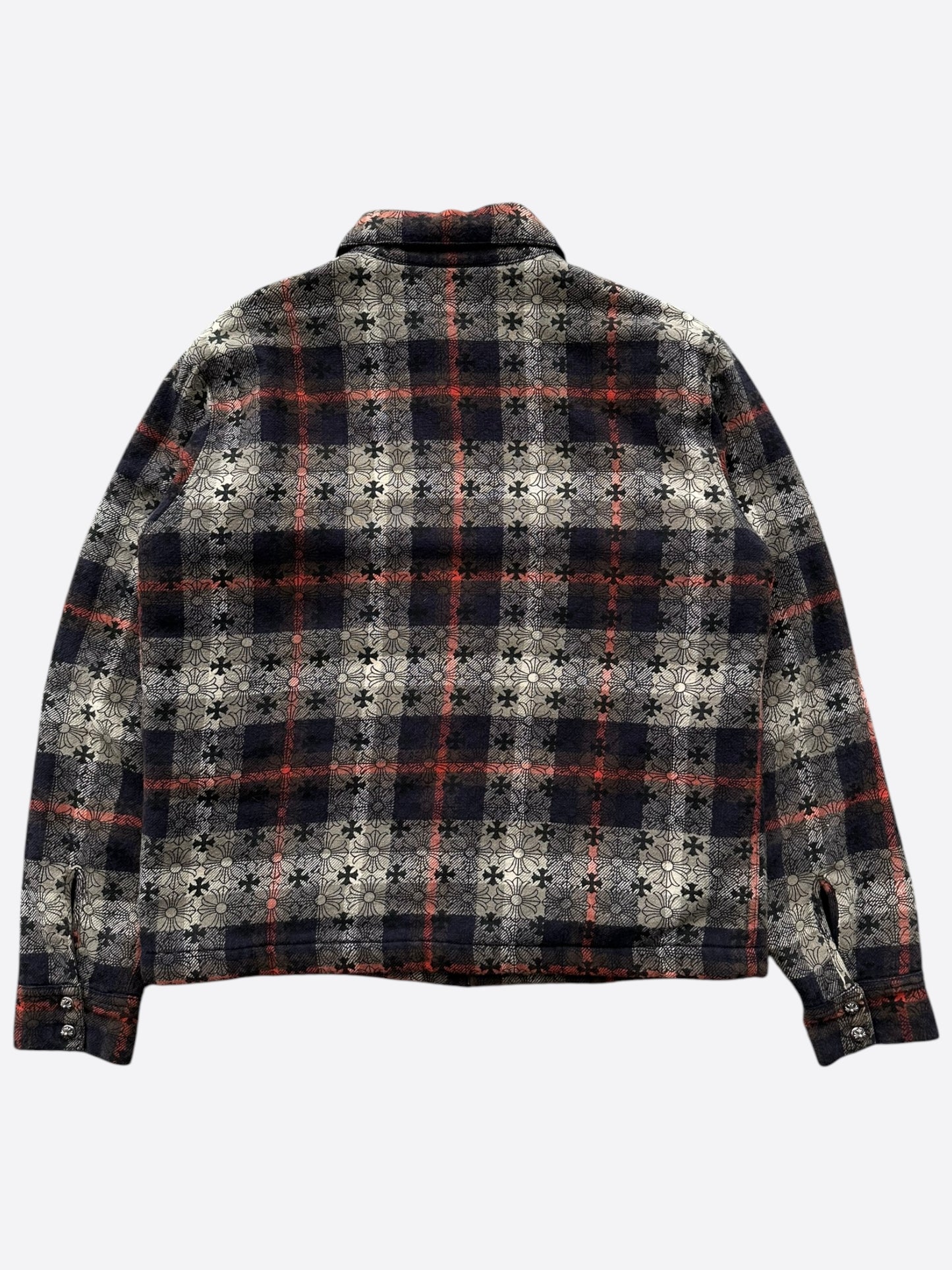 Chrome Hearts Navy & White Cross Jacquard Quilted Flannel