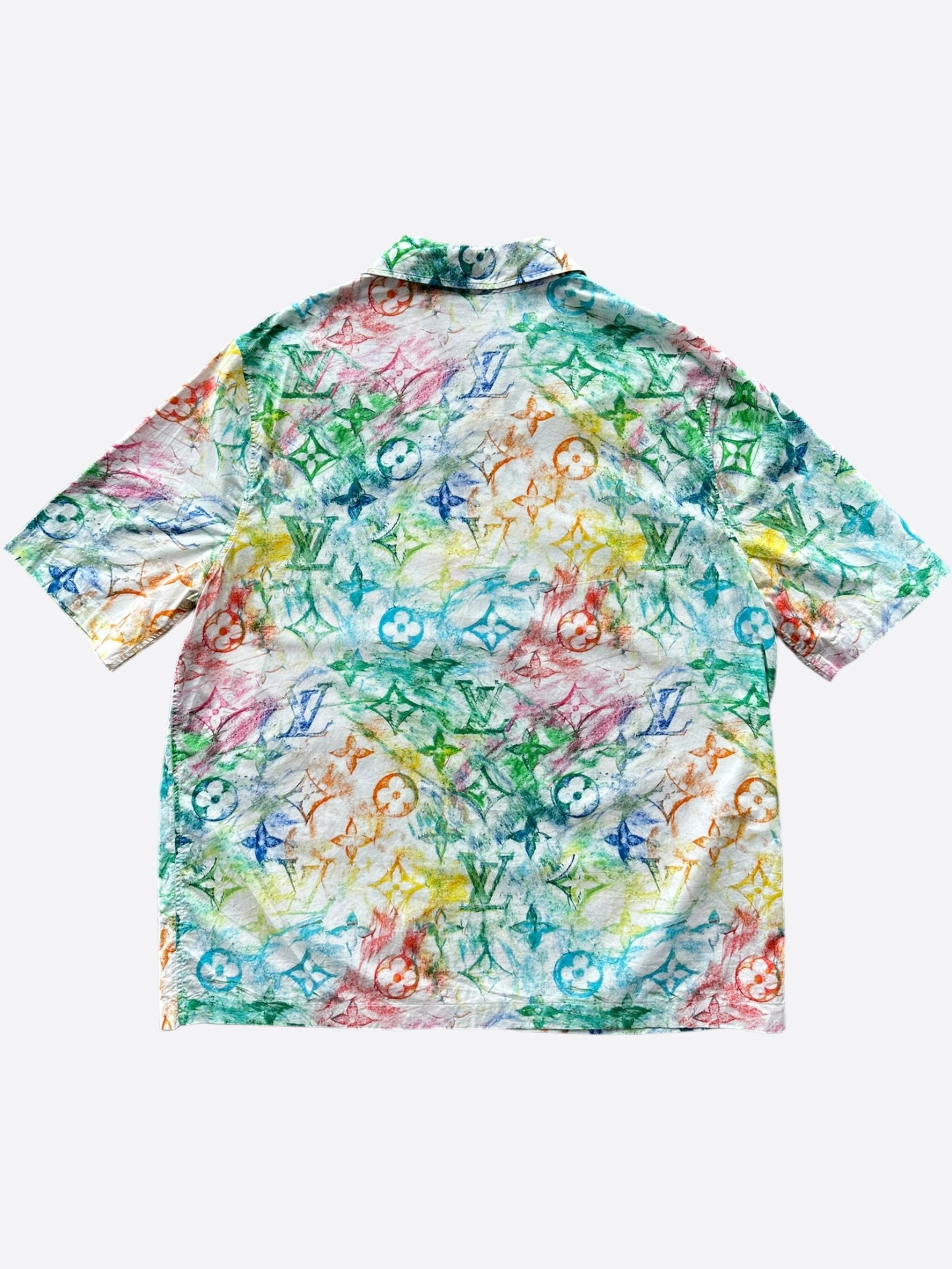 Louis Vuitton White Multicolor Pastel Monogram Button Up Shirt