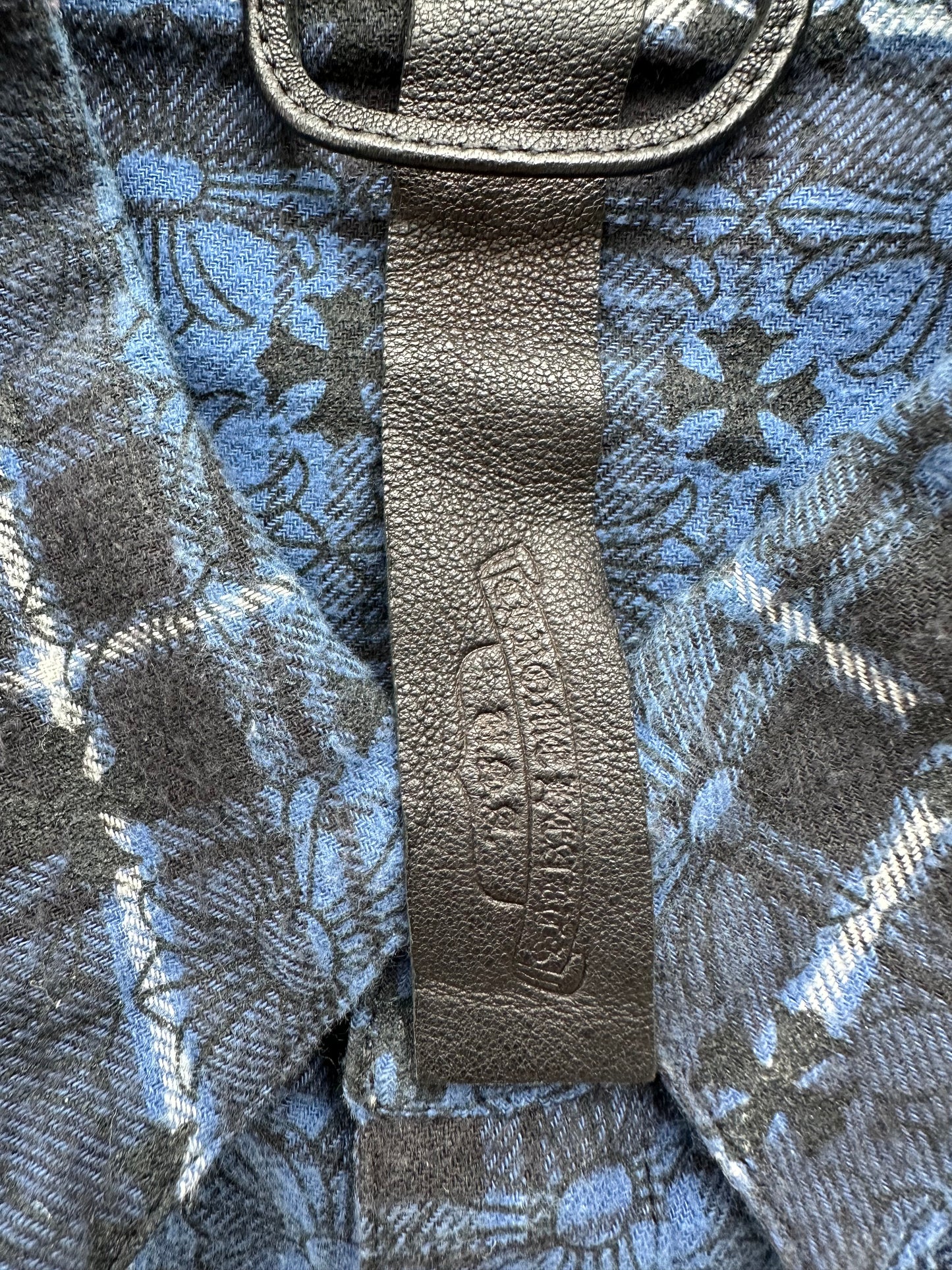 Chrome Hearts Blue Cross Patch Jacquard Button Up Shirt
