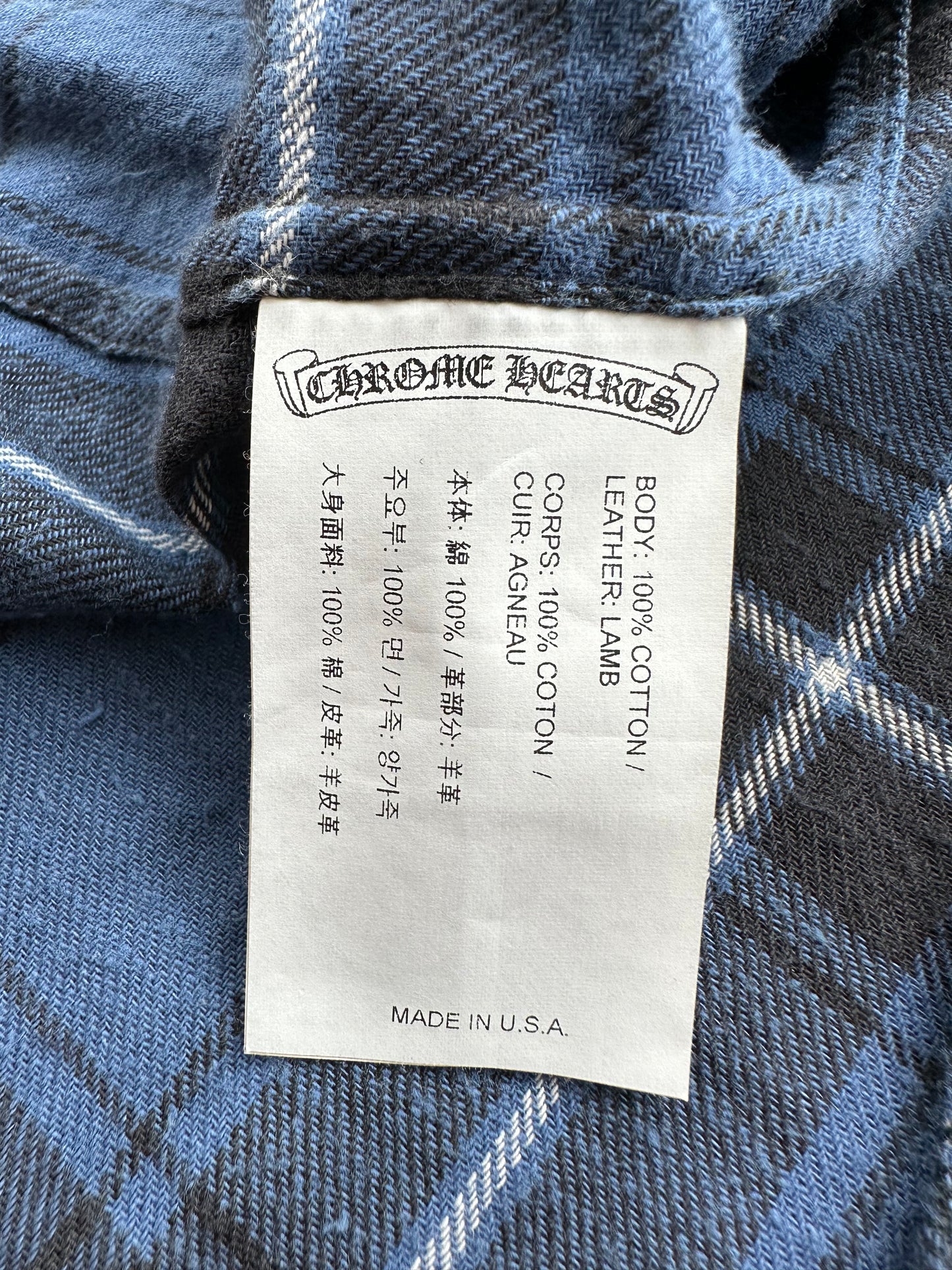 Chrome Hearts Blue Cross Patch Jacquard Button Up Shirt