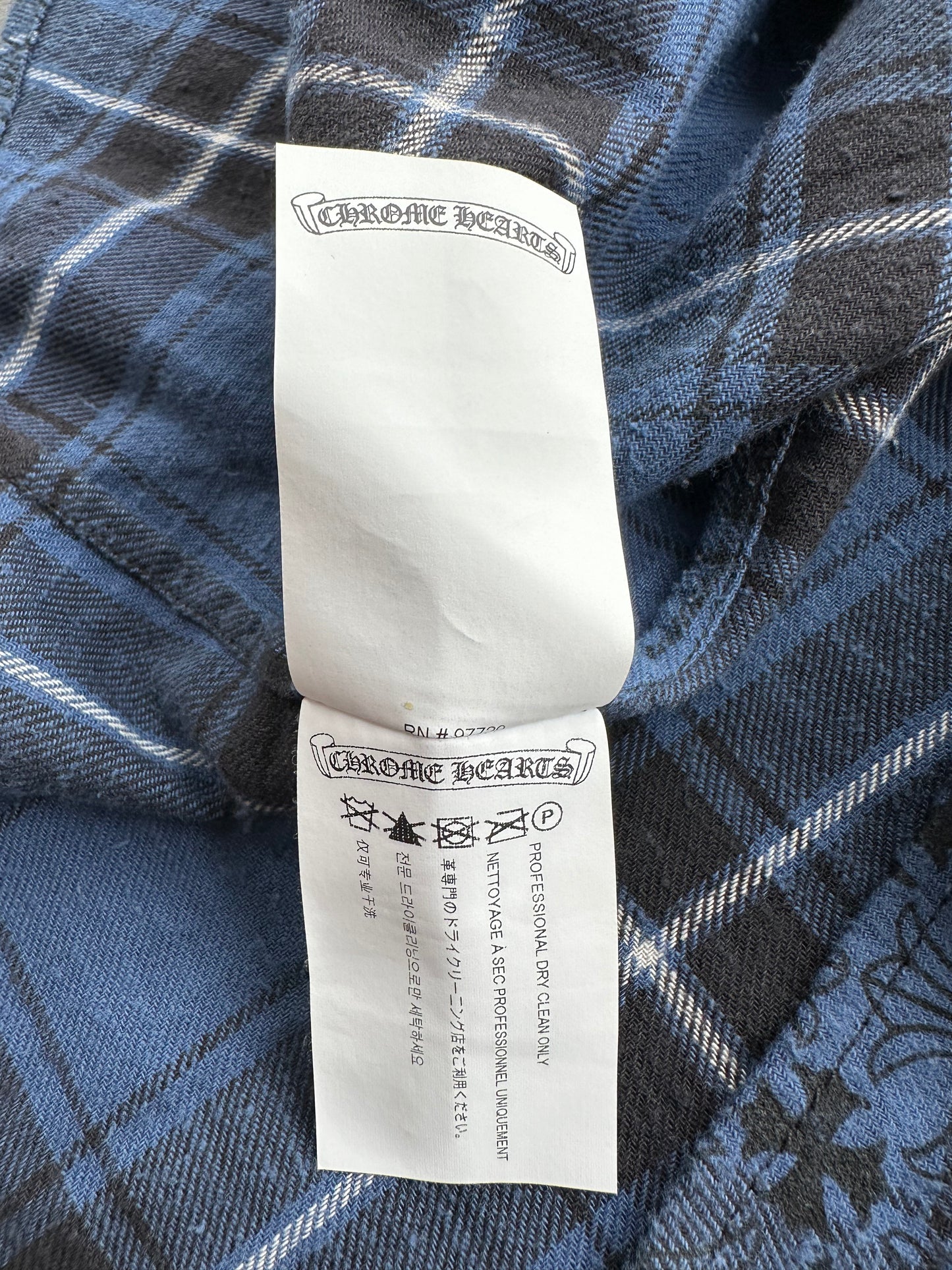 Chrome Hearts Blue Cross Patch Jacquard Button Up Shirt