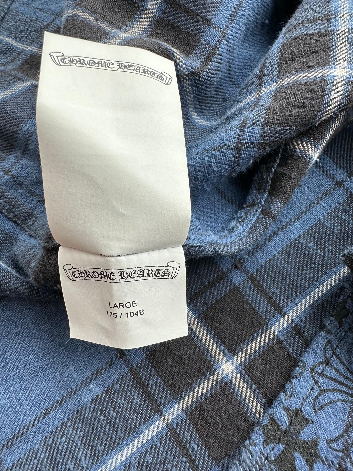 Chrome Hearts Blue Cross Patch Jacquard Button Up Shirt
