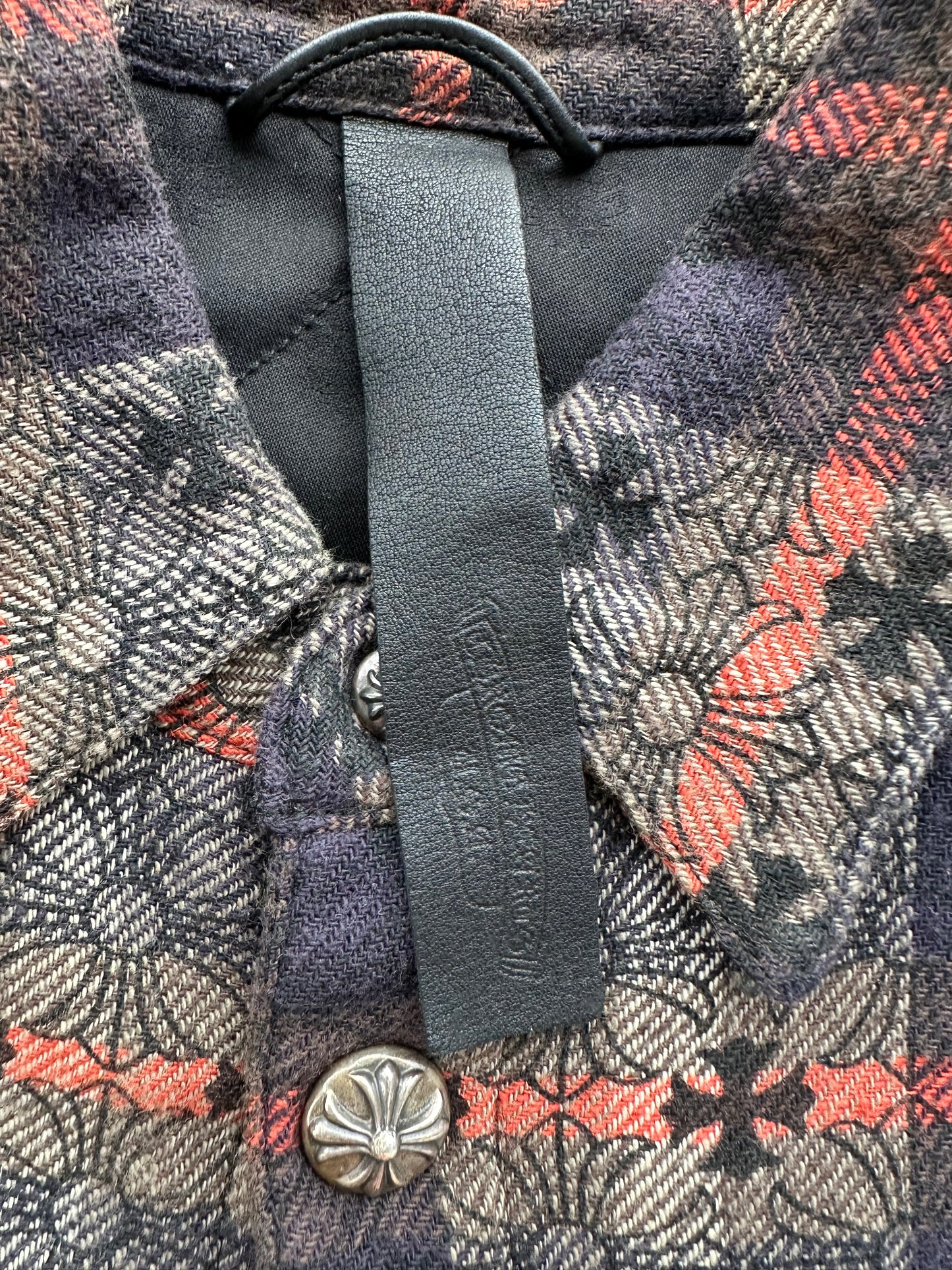 Chrome Hearts Navy & White Cross Jacquard Quilted Flannel