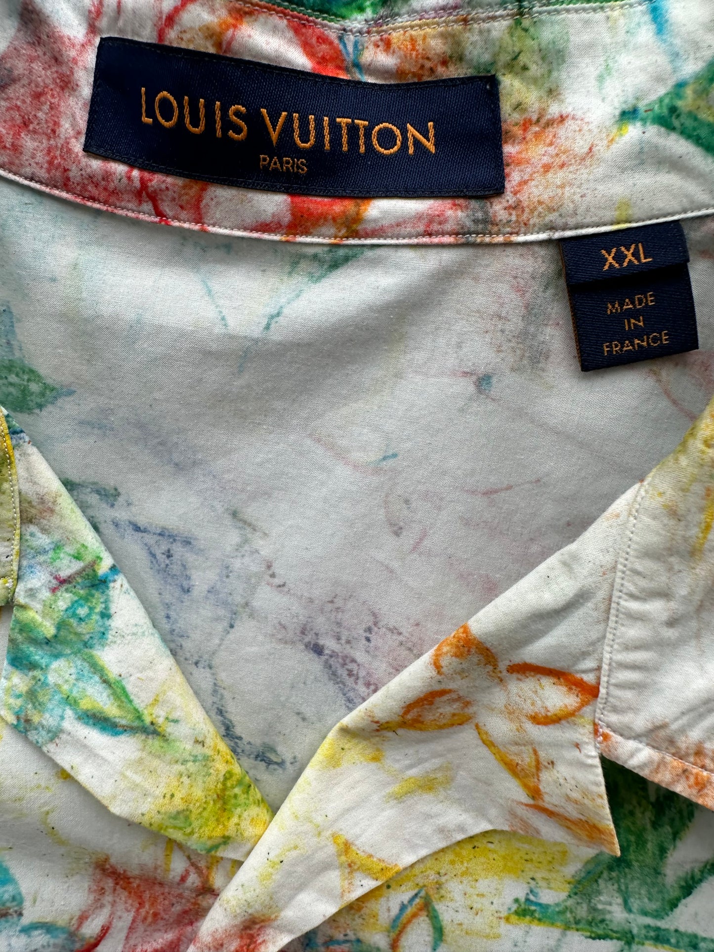 Louis Vuitton White Multicolor Pastel Monogram Button Up Shirt