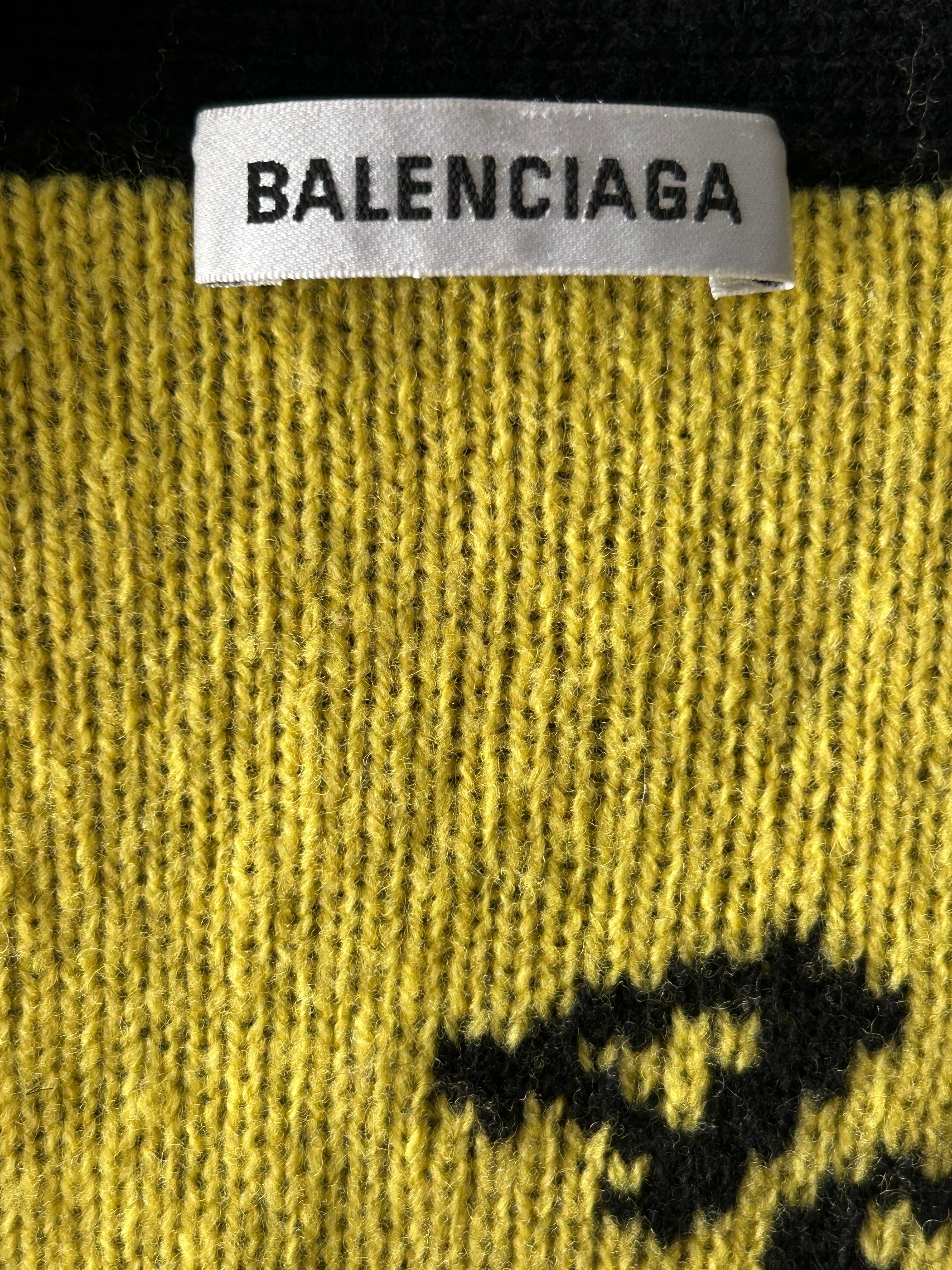 Balenciaga Black & Yellow All Over Logo Cardigan – Savonches