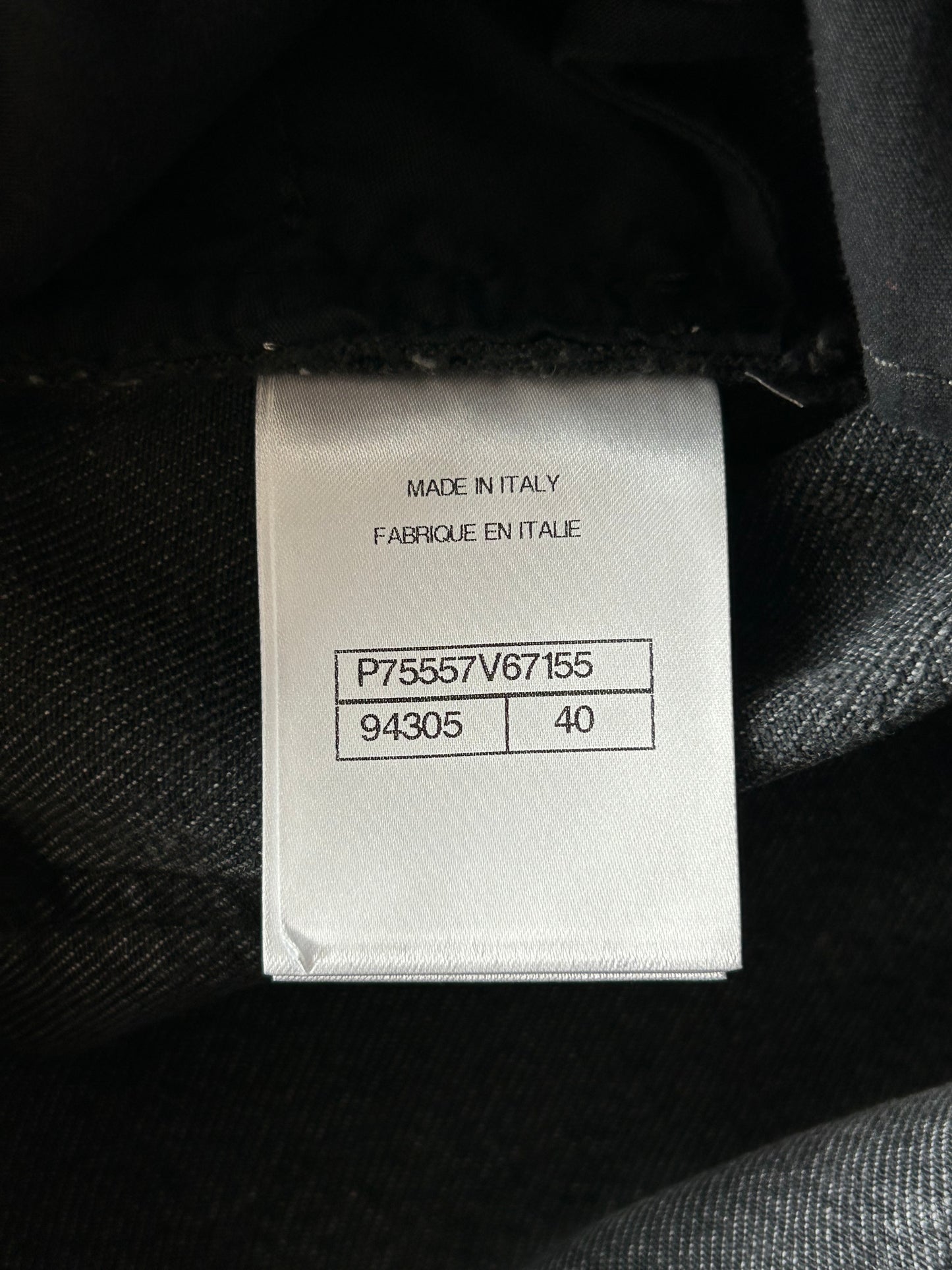 Chanel Faded Black & White 23B CC Logo Sequin Women's Denim Jeans
