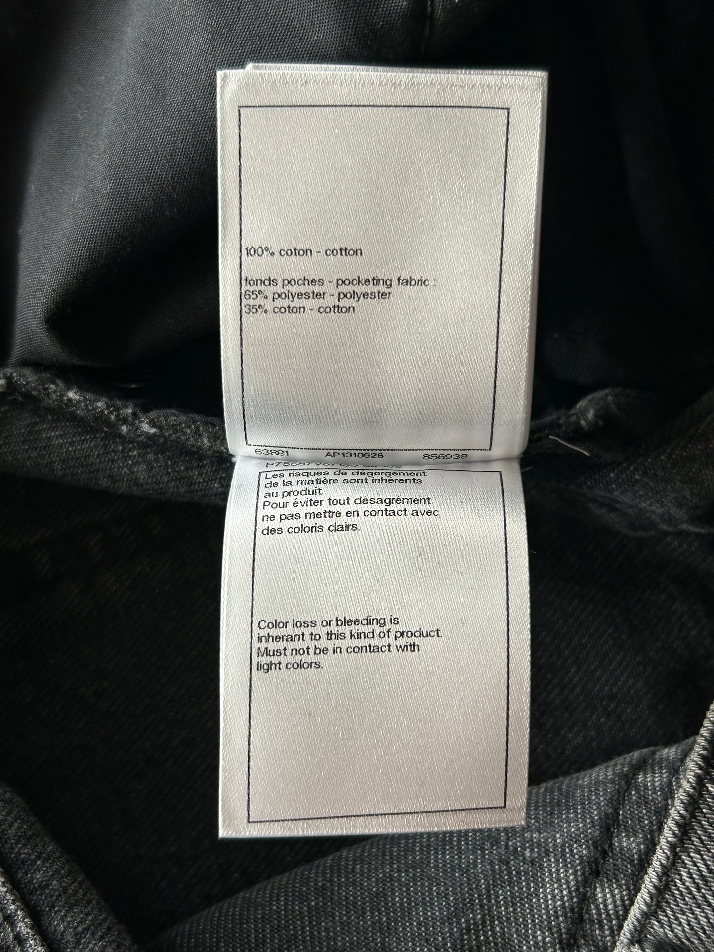 Chanel Faded Black & White 23B CC Logo Sequin Women's Denim Jeans