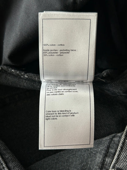 Chanel Faded Black & White 23B CC Logo Sequin Women's Denim Jeans