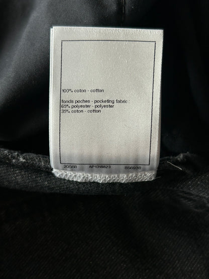 Chanel Faded Black & White 23B CC Logo Sequin Women's Denim Jeans