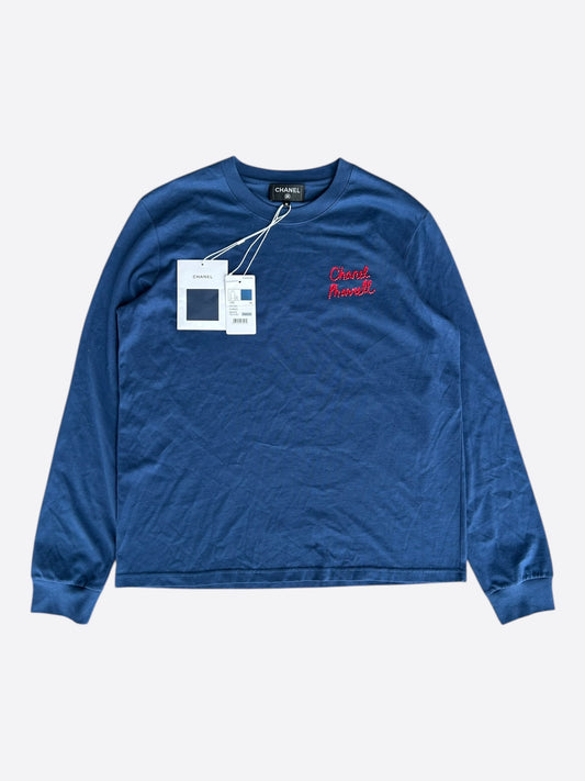Chanel Pharrell Navy & Multicolor Wish List Graphic Longsleeve T-Shirt