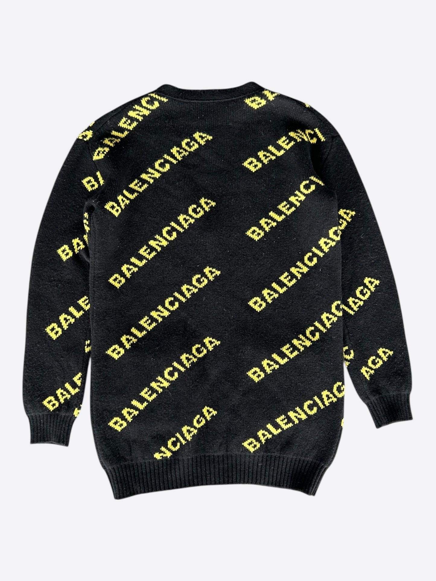 Balenciaga Black & Yellow All Over Logo Cardigan