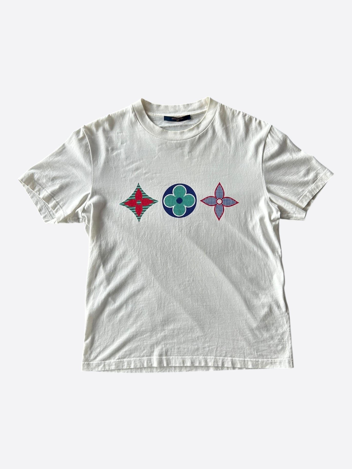 Louis Vuitton White Multicolor Flower Logo T-Shirt