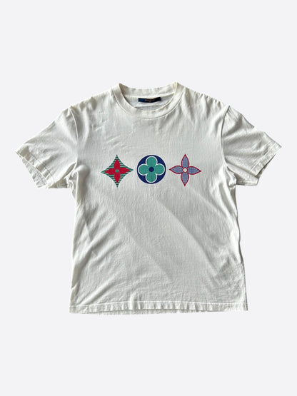 Louis Vuitton White Multicolor Flower Logo T-Shirt