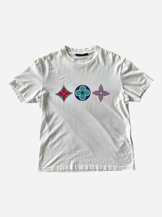 Louis Vuitton White Multicolor Flower Logo T-Shirt