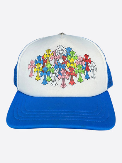 Chrome Hearts Blue & White Multicolor Cross Trucker Hat