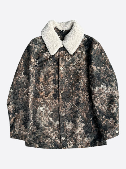 Louis Vuitton Brown Tapestry Monogram Shearling Jacket
