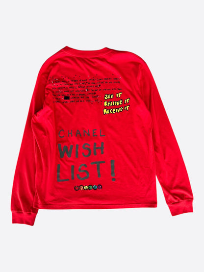 Chanel Pharrell Red & Multicolor Wish List Graphic Longsleeve T-Shirt