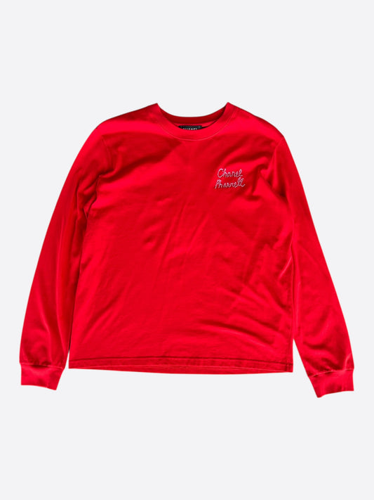 Chanel Pharrell Red & Multicolor Wish List Graphic Longsleeve T-Shirt