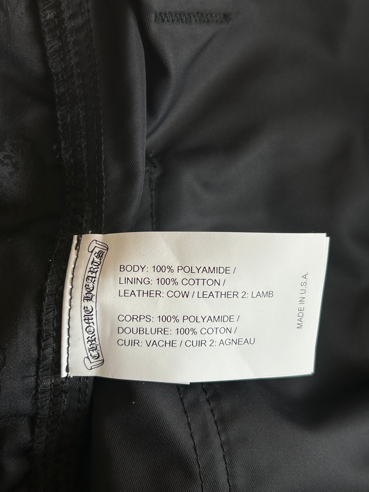 Chrome Hearts Black Nylon & Leather Carpenter Pants