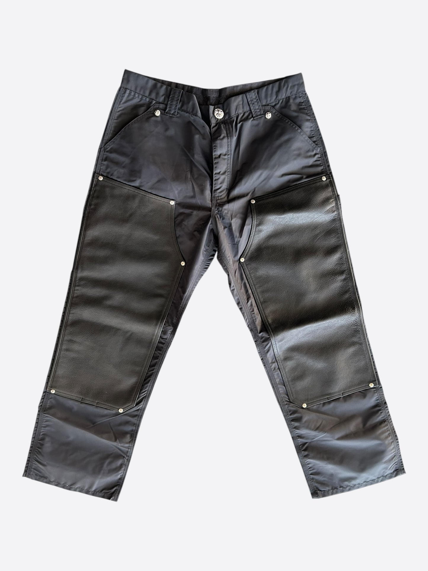 Chrome Hearts Black Nylon & Leather Carpenter Pants