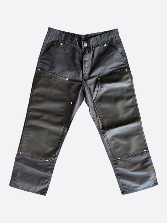 Chrome Hearts Black Nylon & Leather Carpenter Pants